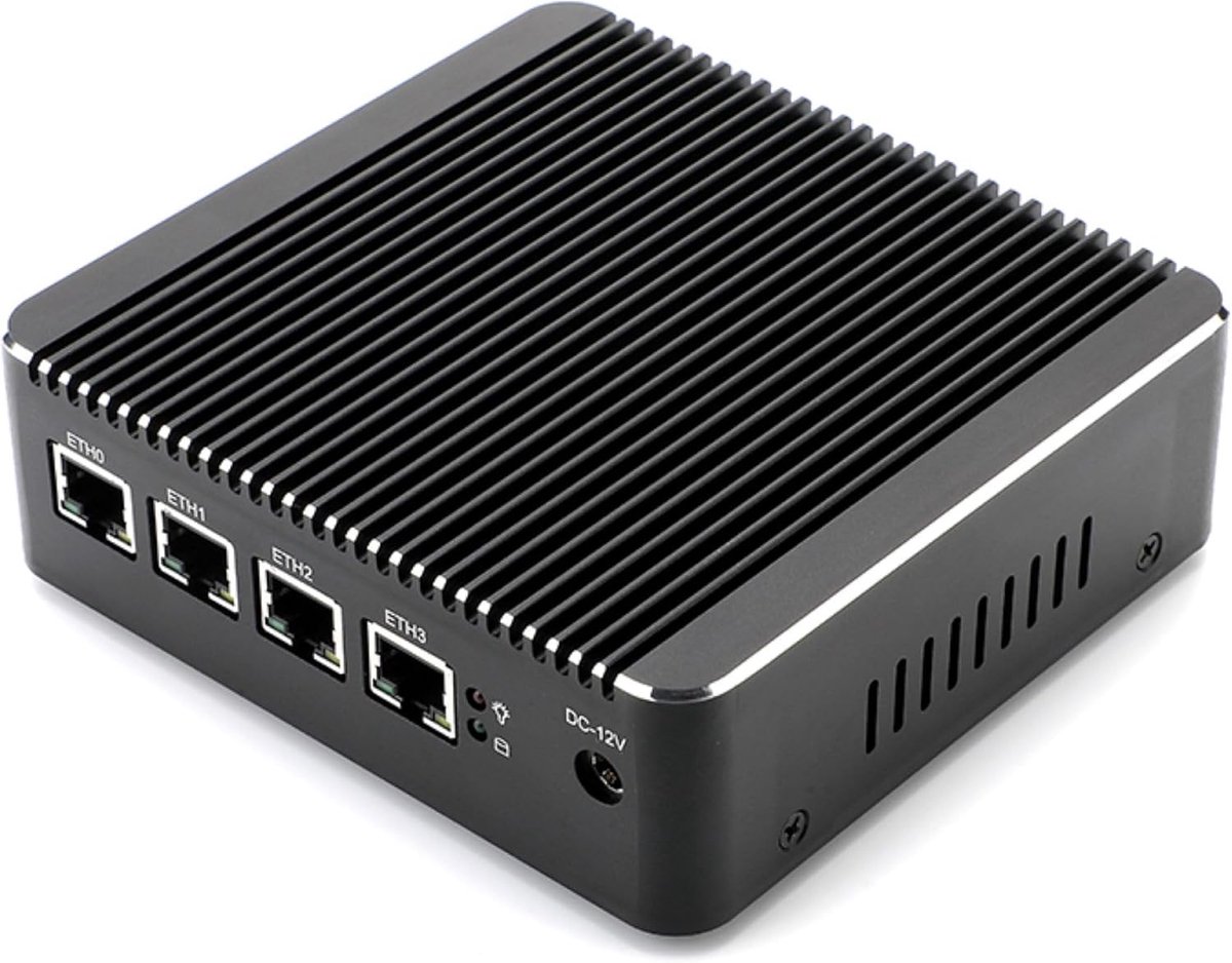 Quad Core Firewall Micro Appliance Mini PC Router met 8G RAM 128G SSD 4 x RJ45 1GBE ondersteunt Pfsense OPNsense