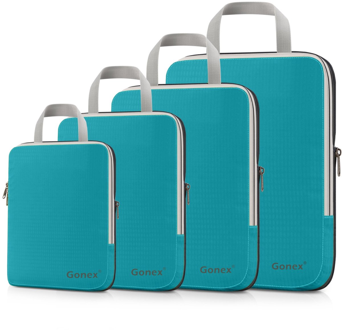4-delige Compressie Packing Cubes Set - Dubbele Compressierits Koffer Organizers - Lichtgewicht Scheurvast Materiaal - Ruimtebesparende Reis Opbergzakken voor Koffers, Rugzakken & Vakantie