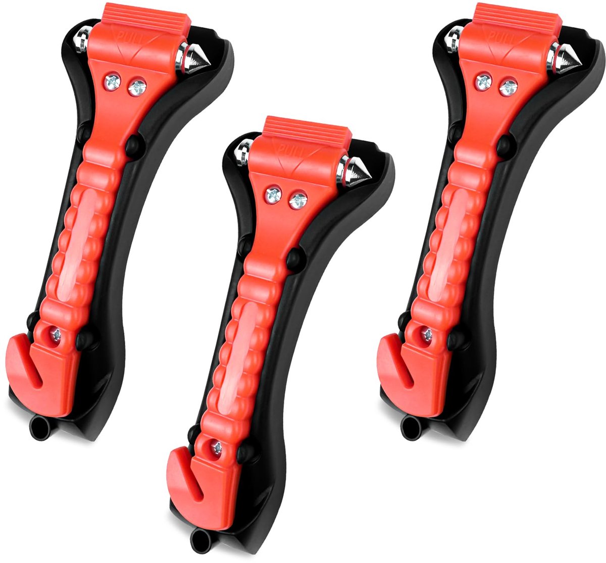 Set van 3 Auto Veiligheidshamers - Noodhamer met Gordelsnijder - Reddingshamer met Houder voor Auto - Veiligheidshamer voor Ruitbreken & Noodsituaties - Compact Auto Noodgereedschap