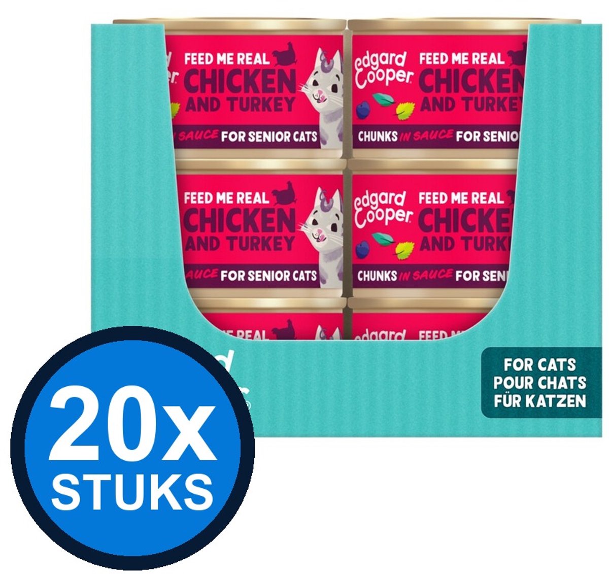 Edgard & Cooper Edgard&Cooper kat senior chunks kip&kalkoen 85gr