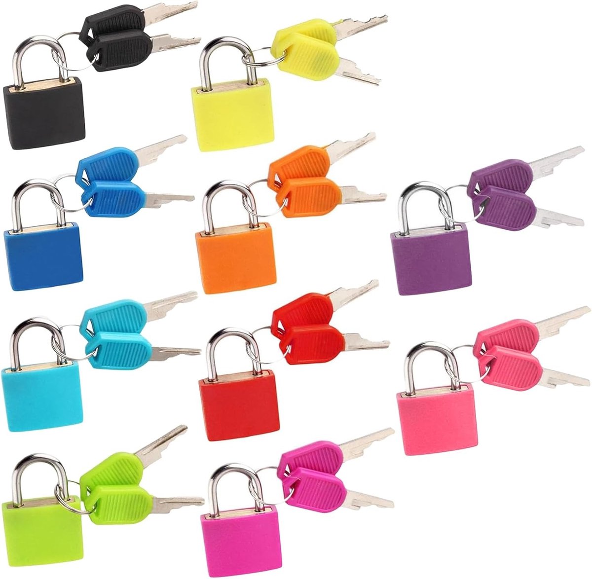 Kleine Bagagesloten - Multicolor - 23 mm - Duurzame Hangsloten met Sleutels - Voor Koffers en Kluisjes