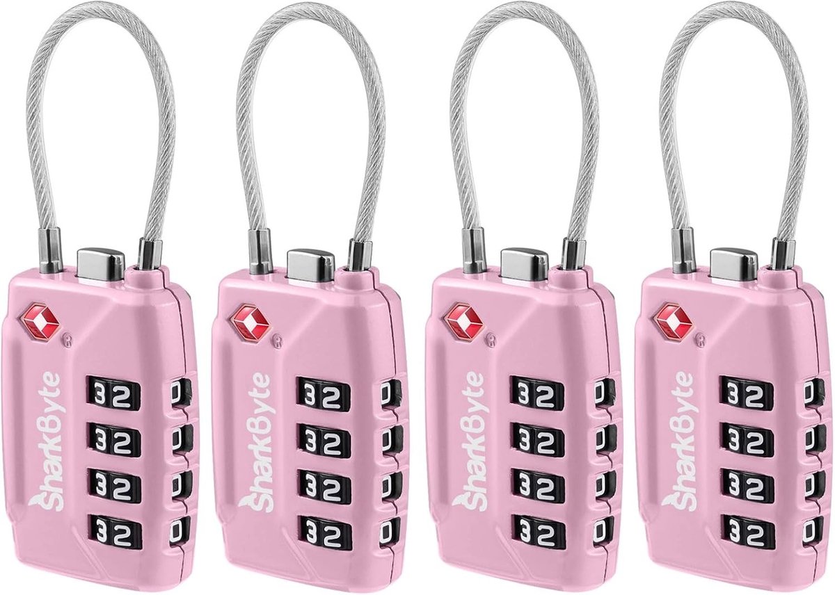 Kofferslot - Zwart - 11 cm - 4-Dial Combinatie Hangslot met Flexibele Kabel - Voor Reiskoffers en Gymlockers