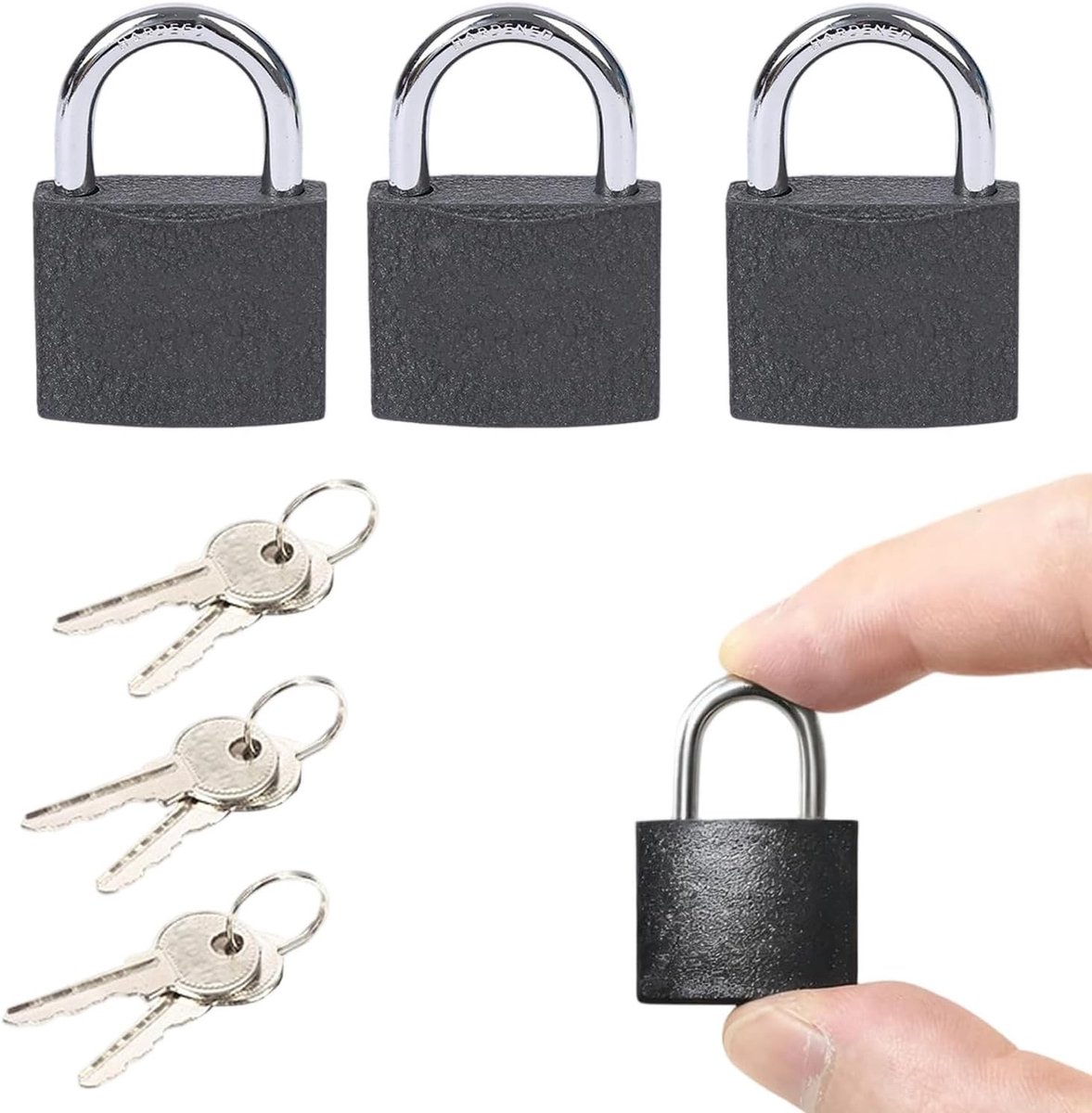Hangsloten met Sleutel - Zilver - 25 mm - Duurzaam en Roestbestendig - Voor Bagage, Kasten en Fitnesssloten