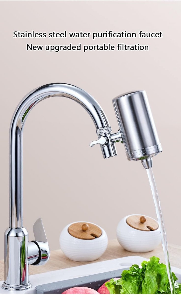Waterfilter - Zilvergrijs - Roestvrij Staal - Voor Gezond Drinkwater