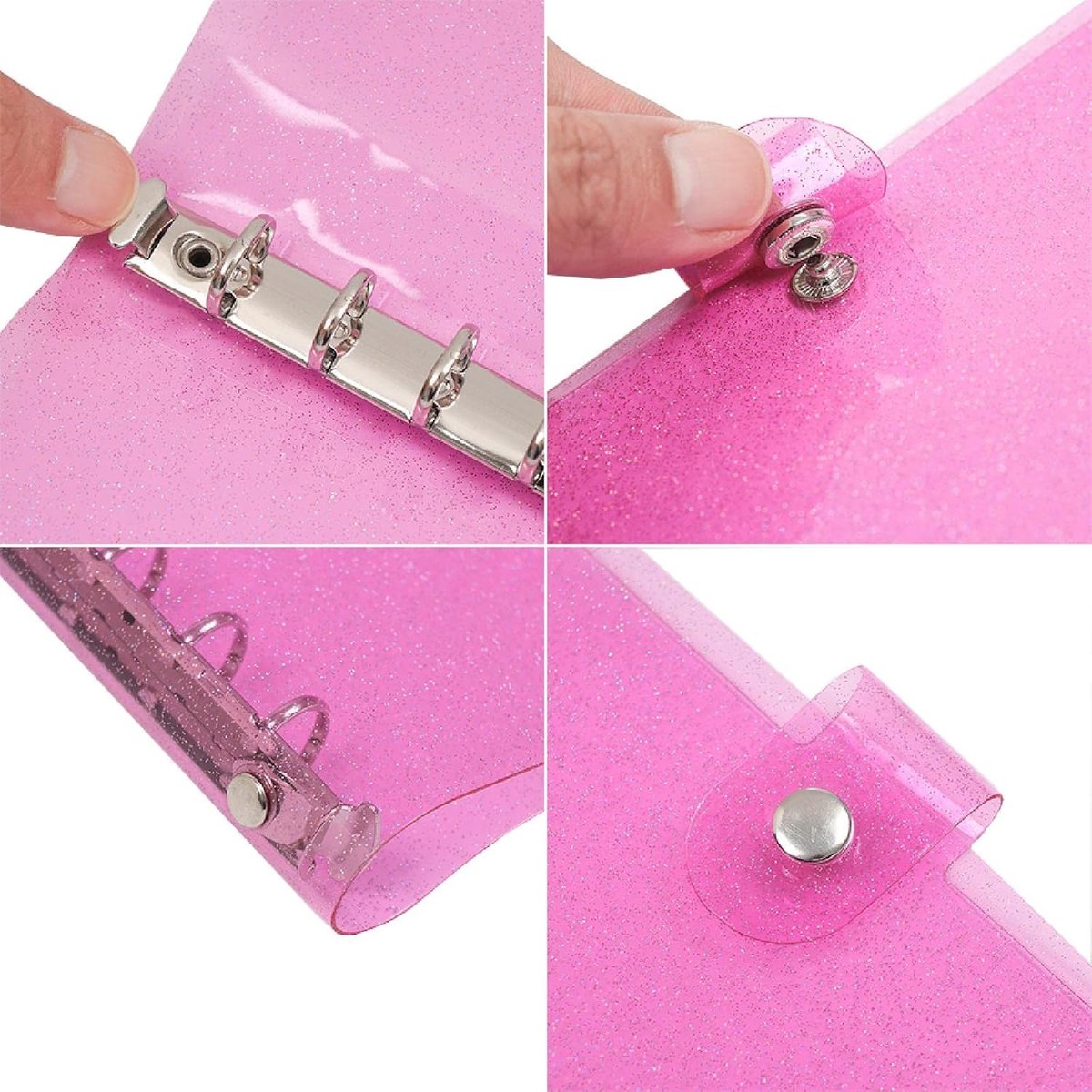 Ringbandhoes, zacht PVC, 6 gaten, navulbare papieren ringband, waterdicht, los blad notitieboekje, persoonlijke plannerhoes voor dagboek, kantoor, thuis, school, zilverwit