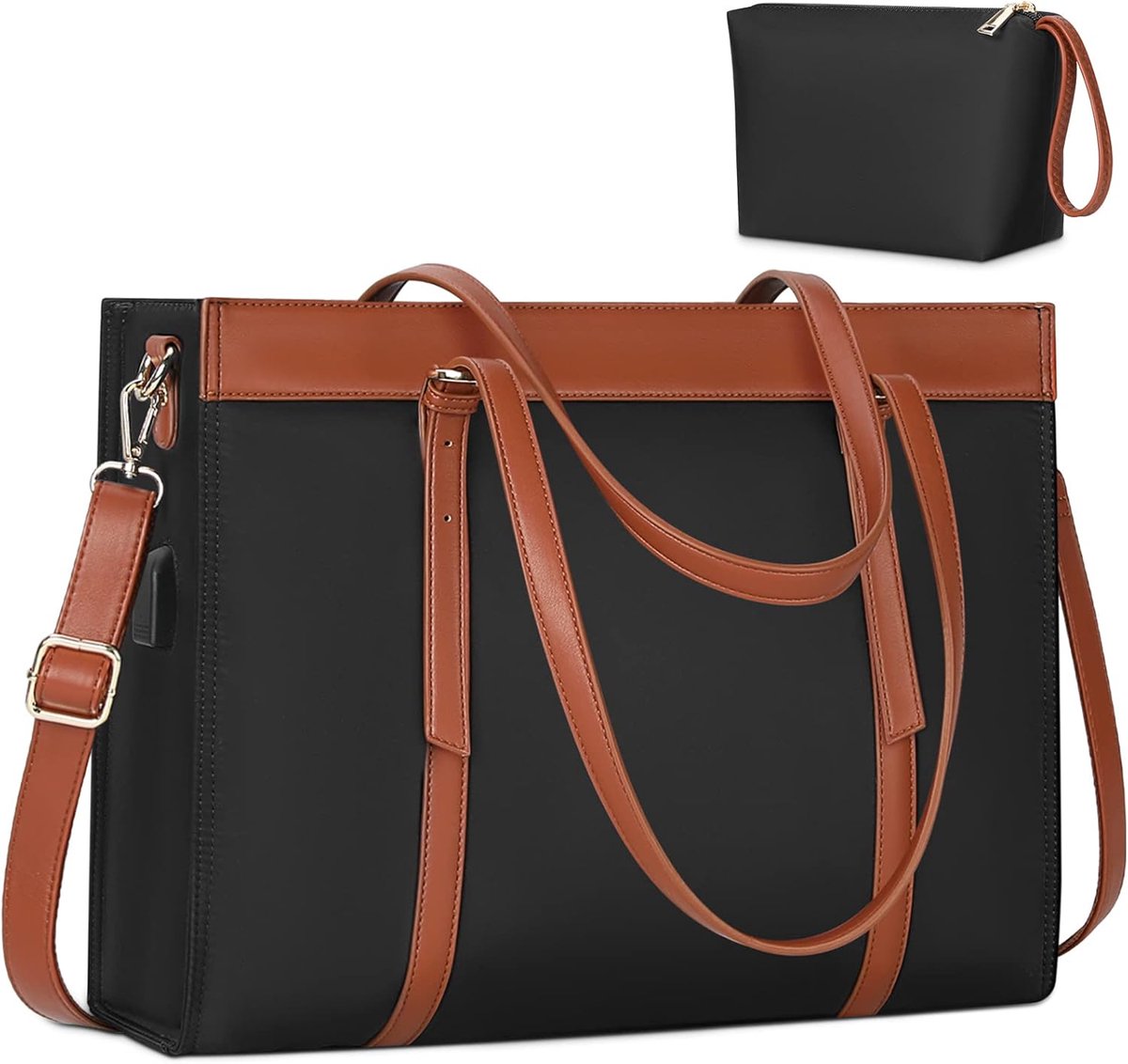 Shopper voor dames, groot, 15,6 inch, waterdichte handtas, laptoptas, business, school, laptop, schoudertas met USB-oplaadpoort