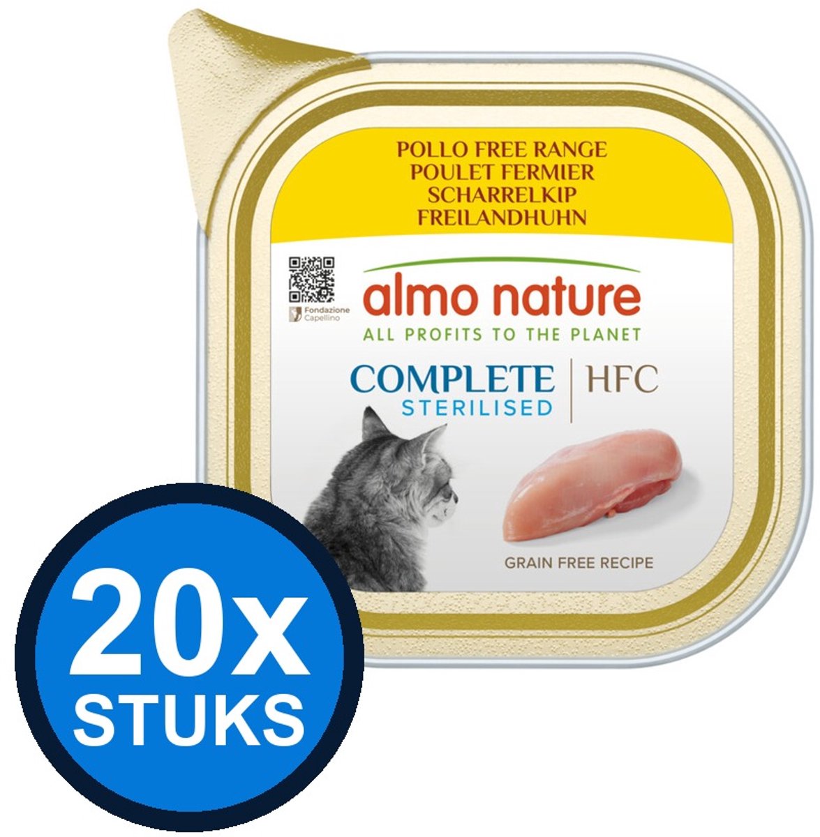 Almo Nature Almo Nature HFC cat alu complete sterilised vrije uitloop kip 85gr