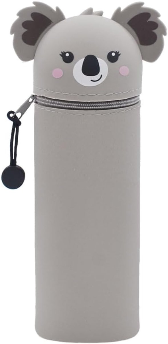 Pennenetui, etui, 2-in-1 zachte siliconen tas, cartoon etui, stand-up, meisjes jongens, koala, Durchmesser 7 cm, Höhe 19 cm, Kawaii
