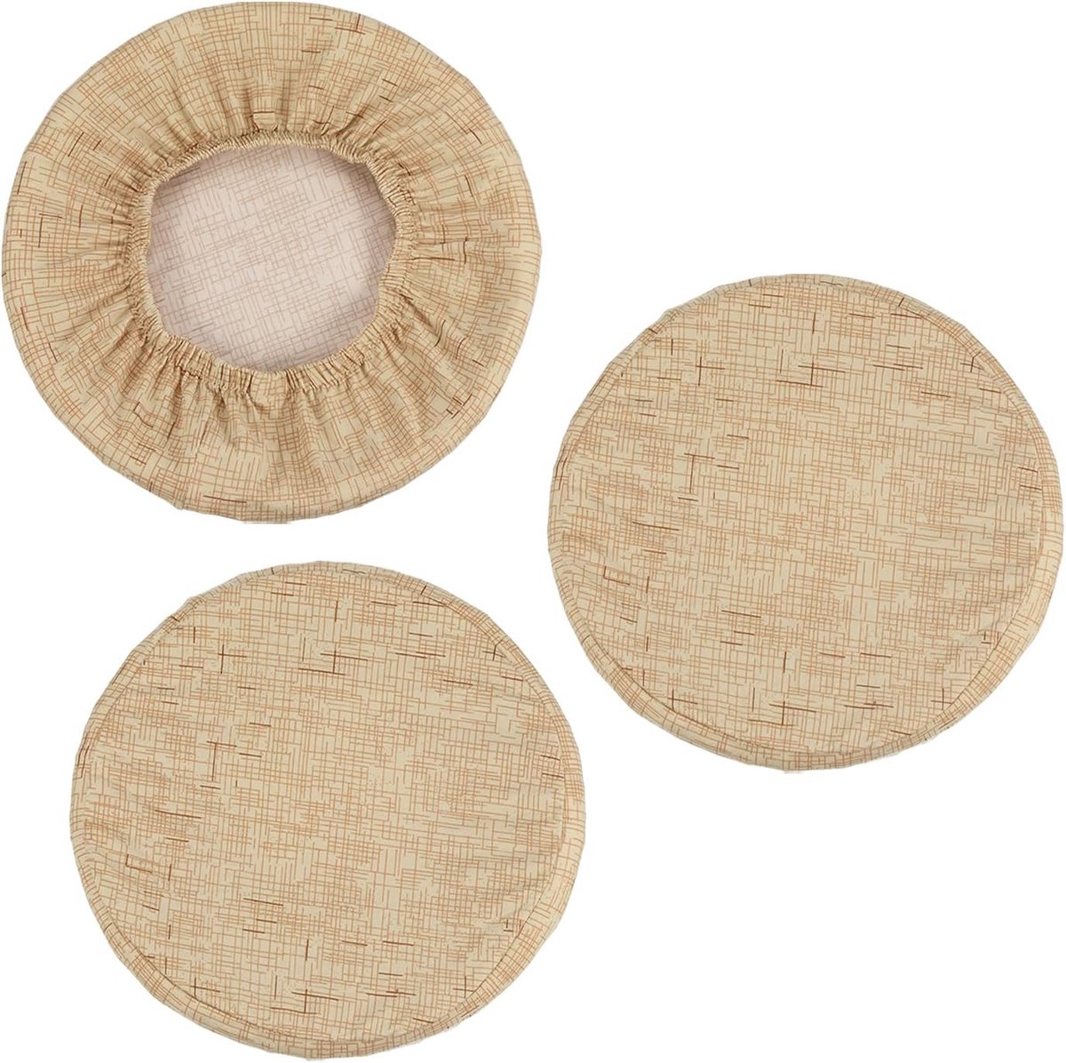 Krukhoezen rond, verpakking van 3 elastische barkrukhoes, wasbaar zitkussen voor diameter 12"-14" stoel, kaki