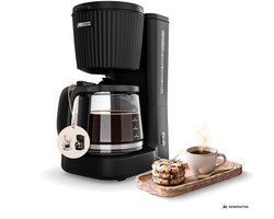 Princess Coffee Maker Wave Koffiezetapparaat – 1,5 L Glazen Kan – 1000 W – Zwart/RVS - 246058
