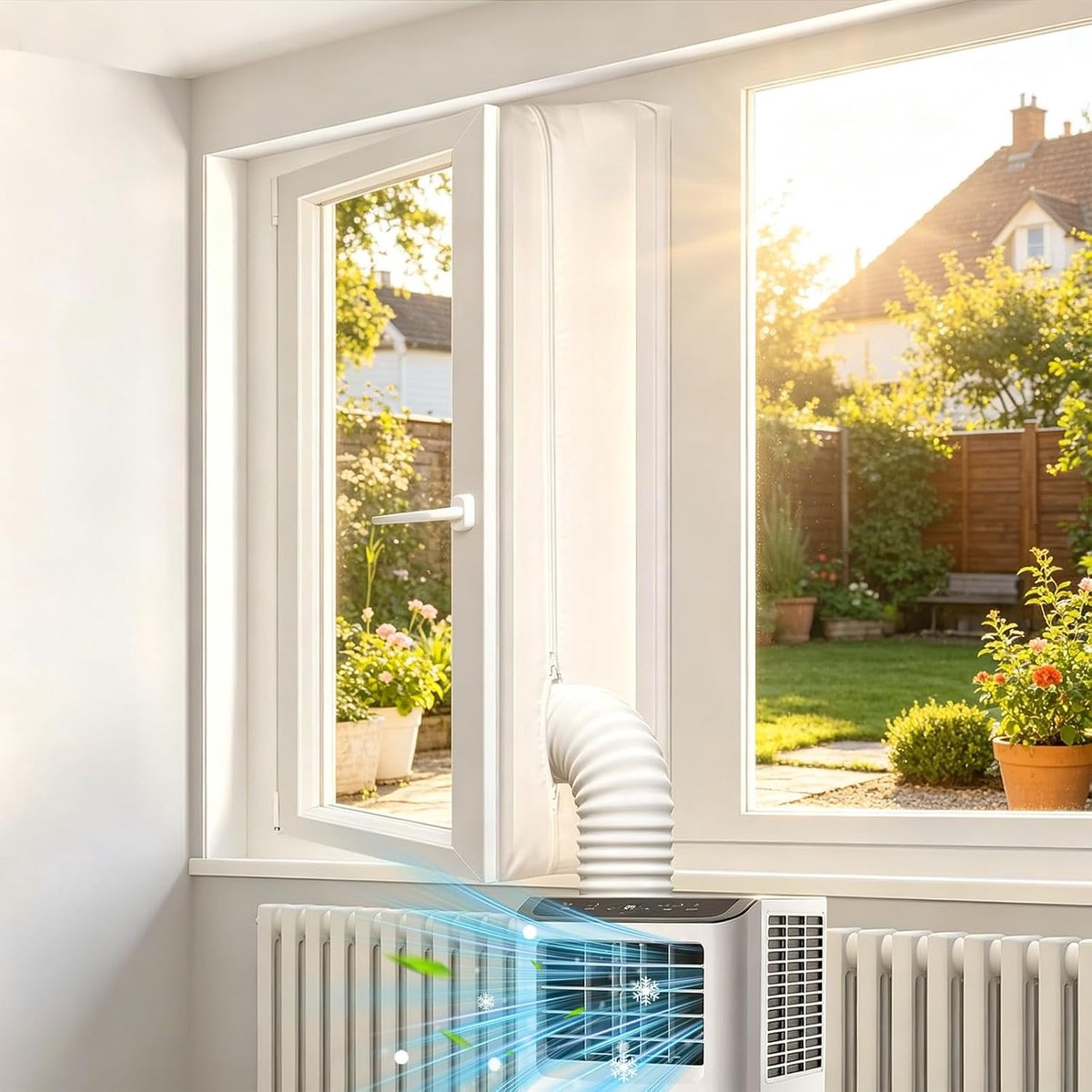 400 cm airconditioning raamafdichting, wasdroger, afvoerdroger, Hot Air Stop voor bevestiging aan ramen, voor mobiele airconditioners, dakramen, vleugelramen, schuiframen, kantelramen