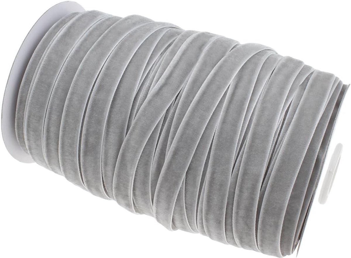 Fluwelen lint, 10 meter lang en 10 mm breed, decoratief lint voor het maken van sieraden, ornamenten, grijs