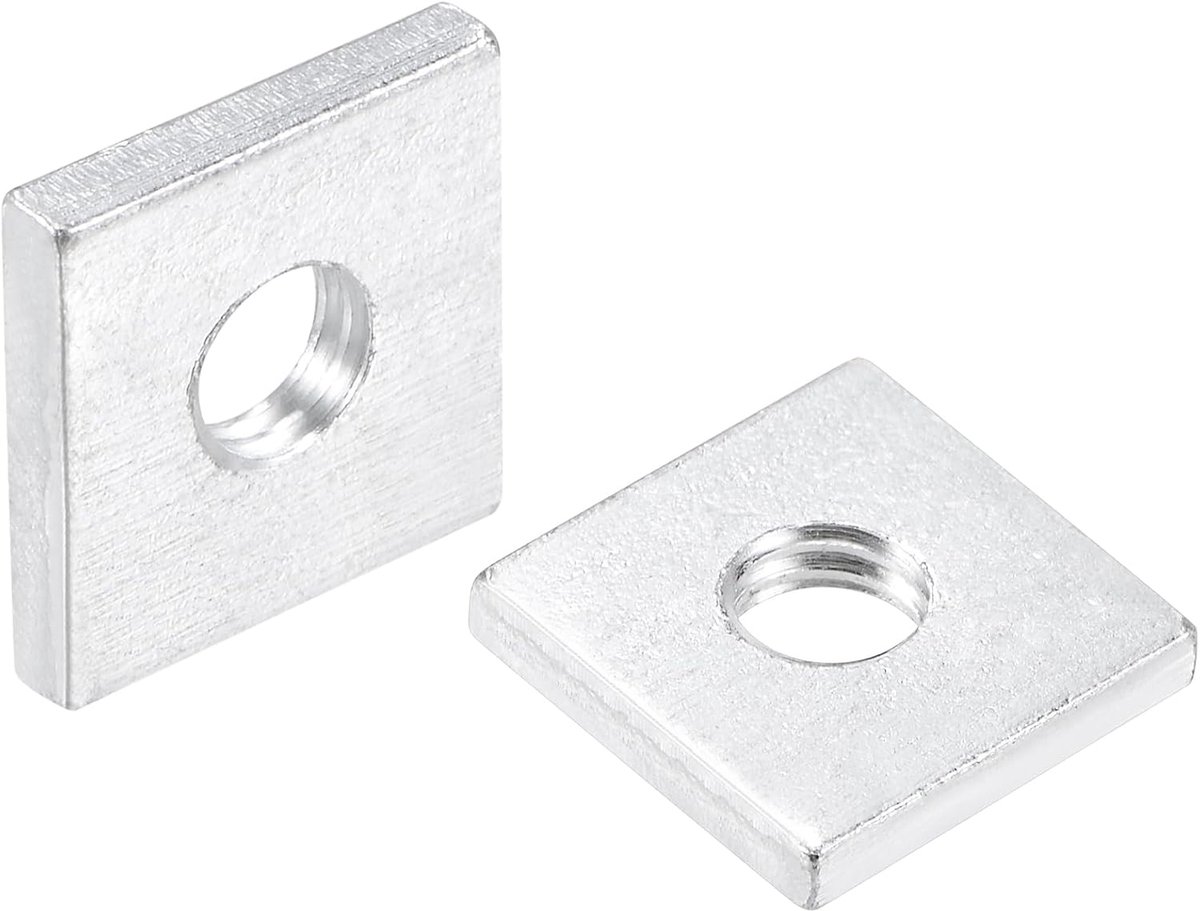 Vierkante moeren, assortiment met vierkante moeren, verzinkt, M5 x 12 mm x 2 mm, metrische dikke schroefdraad, 25 stuks