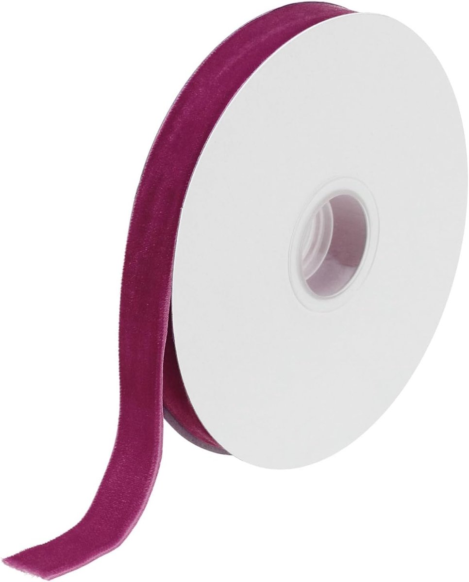 Fluwelen lint 1,5 cm x 9,14 m spoel enkel gezicht stof zijdeachtig fluwelen lint voor boeket doe-het-zelf handwerk cadeau bruiloft party rood intensief roze