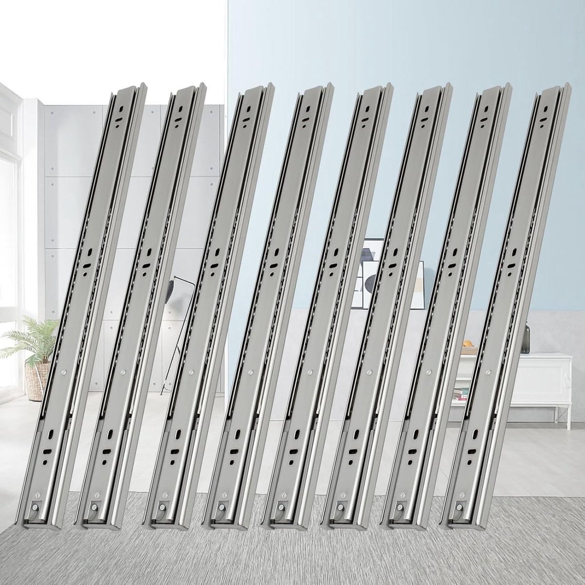 Ladegeleiders 650 mm, stabiel railsysteem voor laden, volledig uittrekbaar 45 kg draagkracht, softclose, eenvoudige montage, 8 stuks (4 paar)