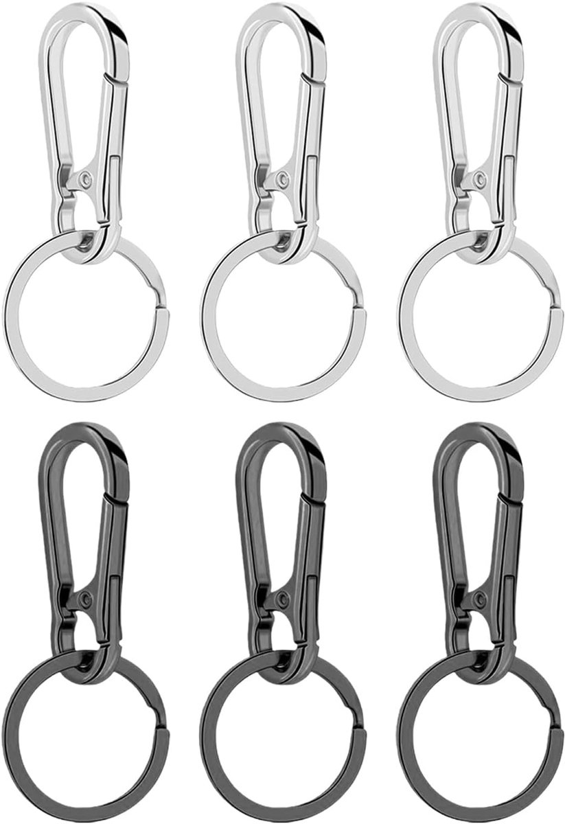 6 8-Vormige Metalen Sleutelhangers, Draaibaar Openings- En Sluitingsontwerp, Sleutelhangerhanger, Handgemaakte Doe-Het-Zelfaccessoires, Decoratieve Hangers (Pistoolkleur, Zilver).