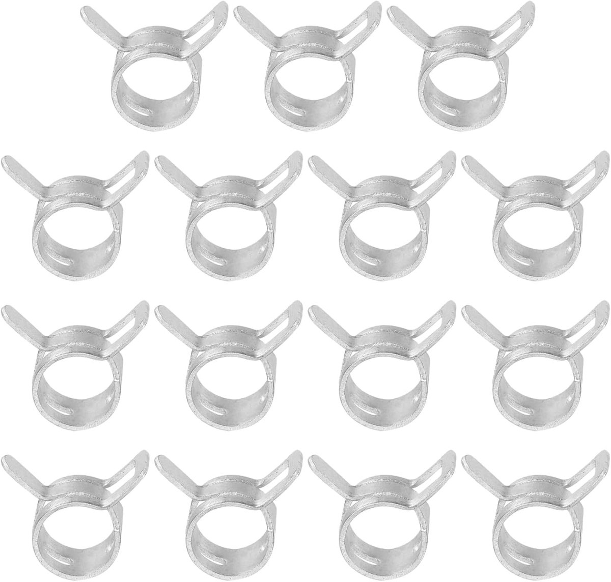 Lenteband slangpijpklemmen voor 10-11,2 mm buitendiameter slang, 15 stuks siliconen vacuümconstante spanningsbandklemmen voor brandstofleidingen siliconen luchtslangbuis waterpijp, zilver