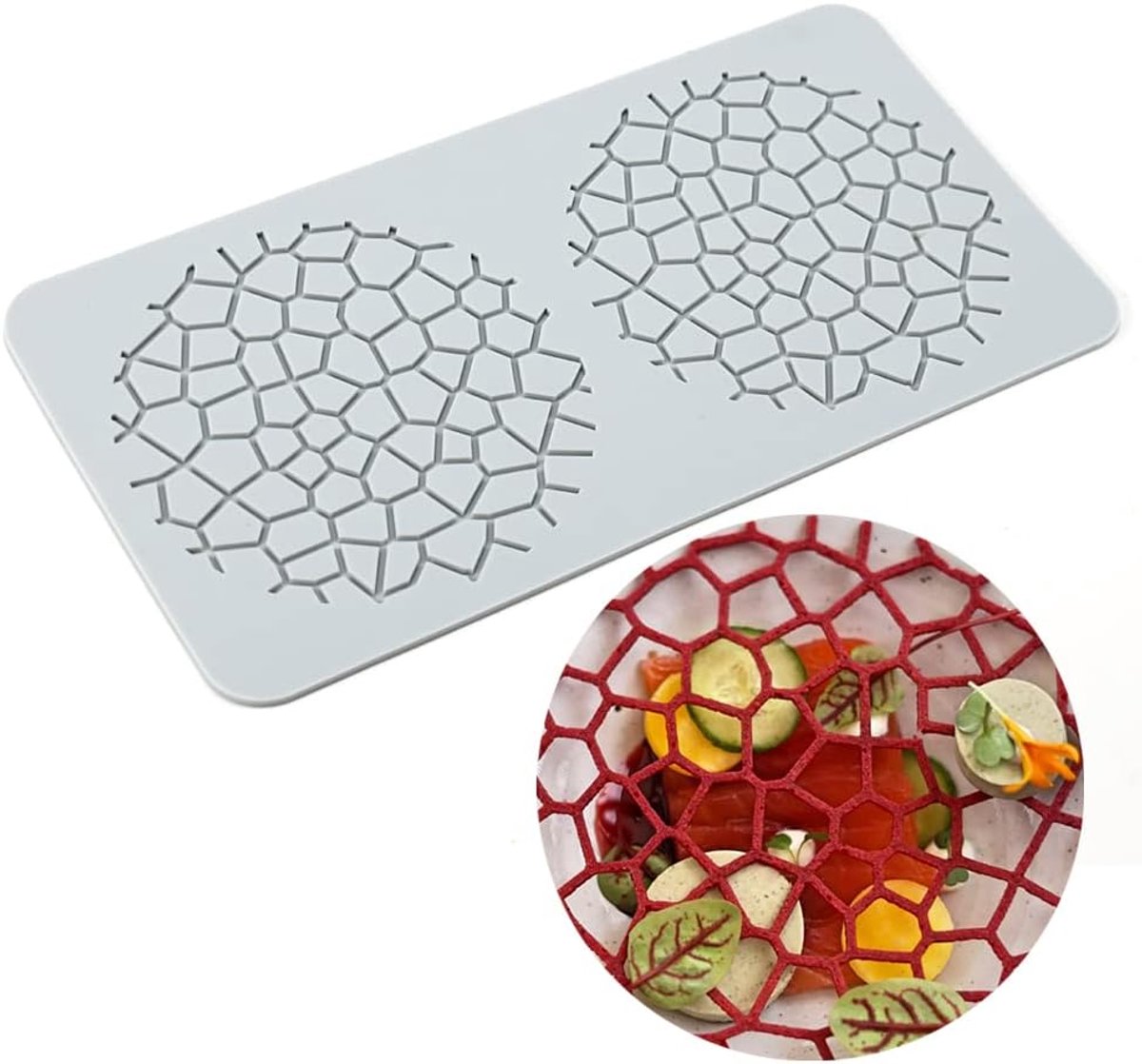 Siliconen vetermat, Sugar Craft Impression Mold Eetbare Taart Decoreren, 2 gaten roosters