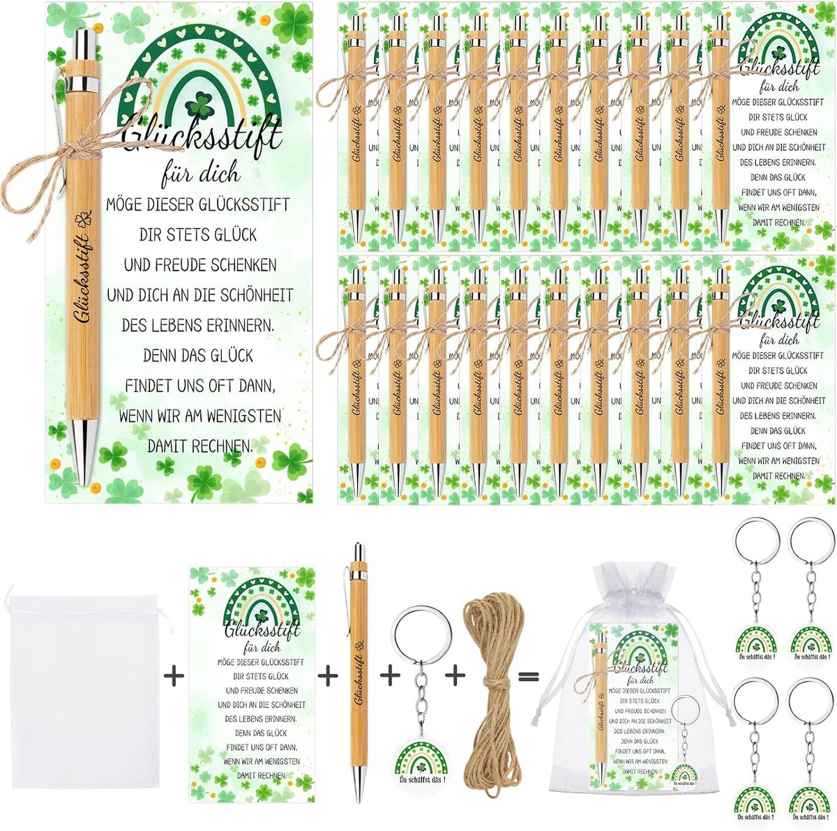 20 stuks geluksstift, geluksbrenger, balpen, bedankje, hout, bedankje, geschenken, kleine sleutelhangers, afscheidscadeau, scholieren voor collega's, kleinheid, pensioen, opvoeder, bruiloft