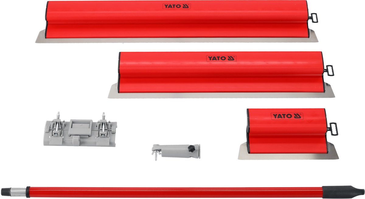 Professionele Stucmes & Spachtel Set 5-Delig in Koffer - RVS Afwerkspachtels 25 cm, 60 cm & 80 cm - Inclusief Telescopische Steel & Adapter - Flexibel RVS Stucadoorsgereedschap voor Egaliseren & Afwerken van Wanden en Plafonds