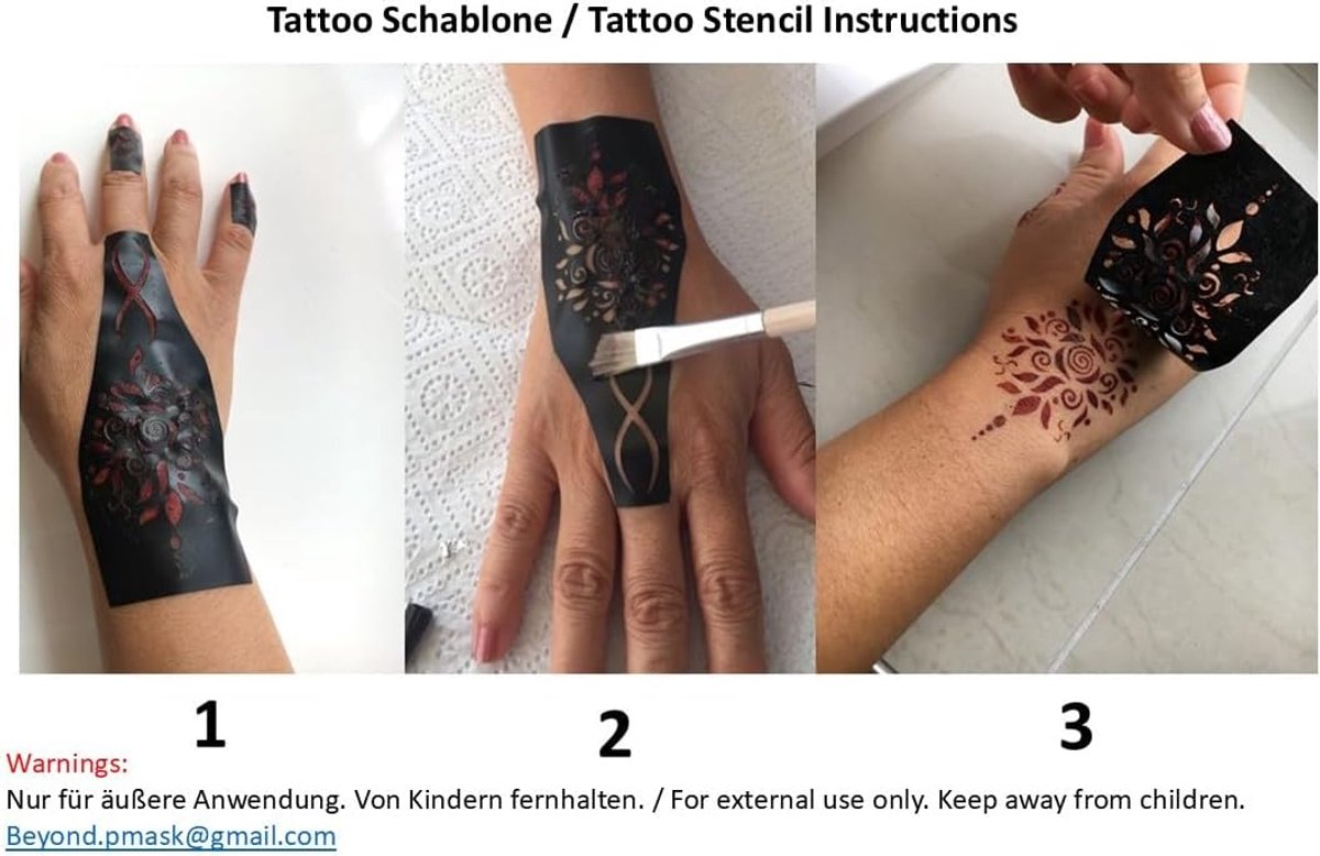 Sjabloon tattoo sjabloon 2 vellen set voor handbeschildering S106
