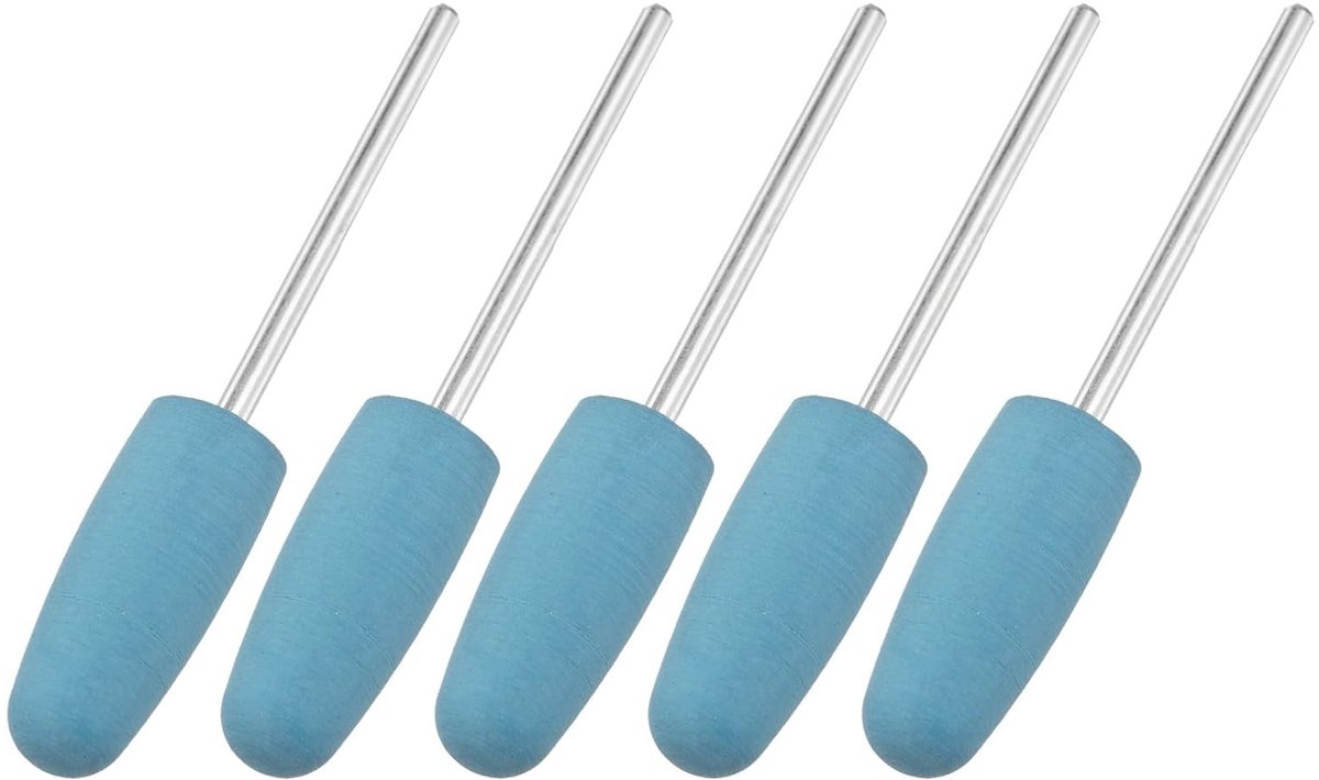 5-pack polijstschijf, 0,39 inch (10 mm) Dia siliconen puntige polijstkit schuurbits voor sieraden/botproducten/jade houtsnijwerk, roterend gereedschap 2000 grutten [blauw]