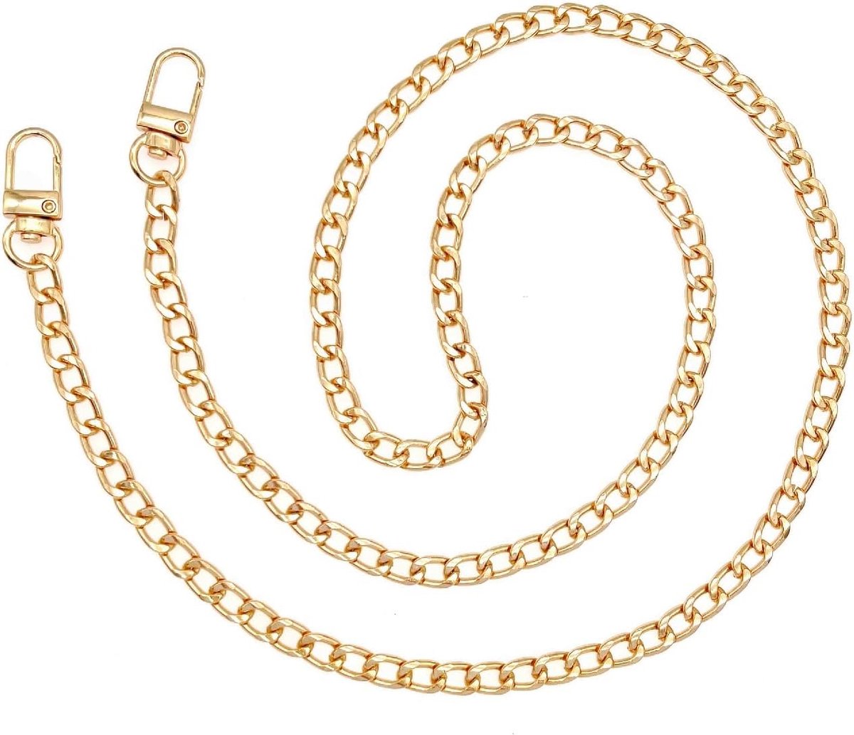 100cm Platte Gouden Ketting voor Tas - Metalen Schouderriem Vervanging voor Crossbody, Handtas en Portemonnee Met Gespen - Goud, Eén Maat