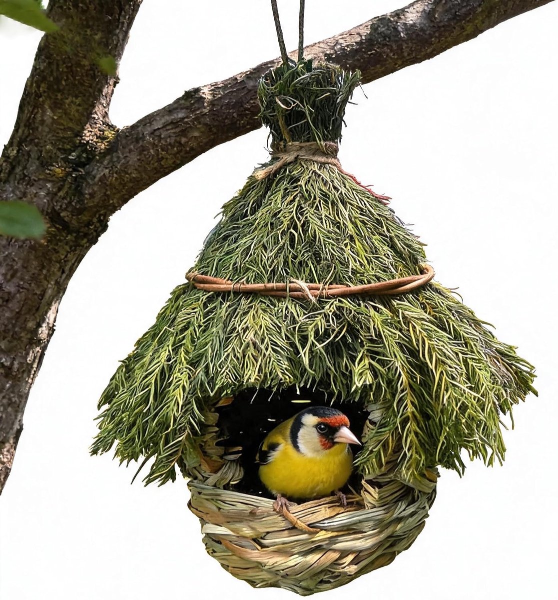 casalora—Handgemaakt vogelhuisje van natuurlijk stro – Hangend broedhuisje en nest voor kleine huisdieren (geschikt voor grasparkieten, mussen en andere vogels) – Milieuvriendelijke tuindecoratie