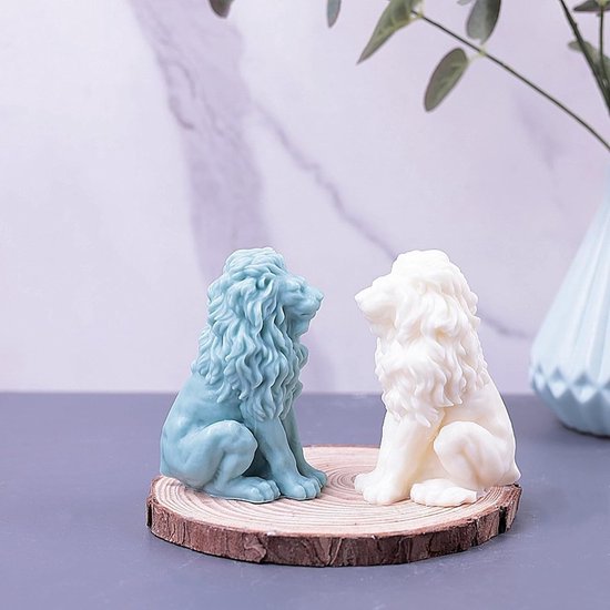 3D-leeuw kaarsvorm, zeepvorm, dier, leeuw, siliconen vorm, bakvorm voor fondant, chocolade, taartdecoratie, zeep, sojawas, kaarsen, gips, handwerk (A) — afbeelding 3