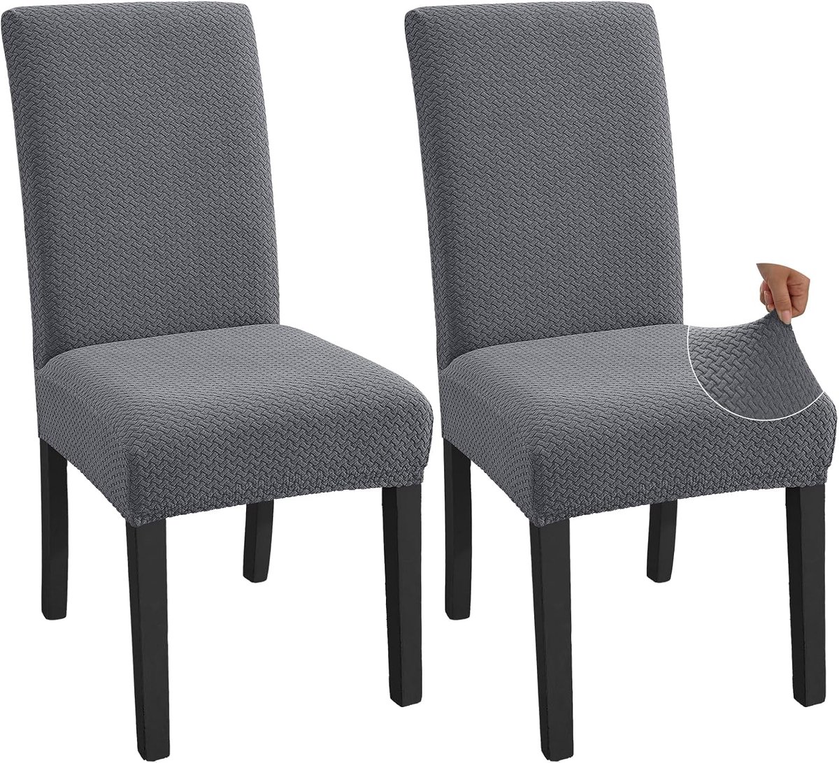 Stoelhoezen Met Rugleuning 2 Stuks, Moderne Wasbare Stoelhoezen, Universele Rekbare Hoezen, Slijtvast, Voor Keuken Woonkamer, Lichtgrijs