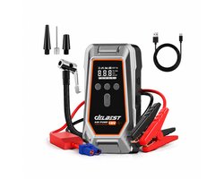 HX Jumpstarter 12V 1000A | Startbooster met Bandenpomp & Luchtcompressor | 16.000 mAh Powerbank | USB-A & USB-C | LED Zaklamp | Digitaal Display | Voor Auto & Motor