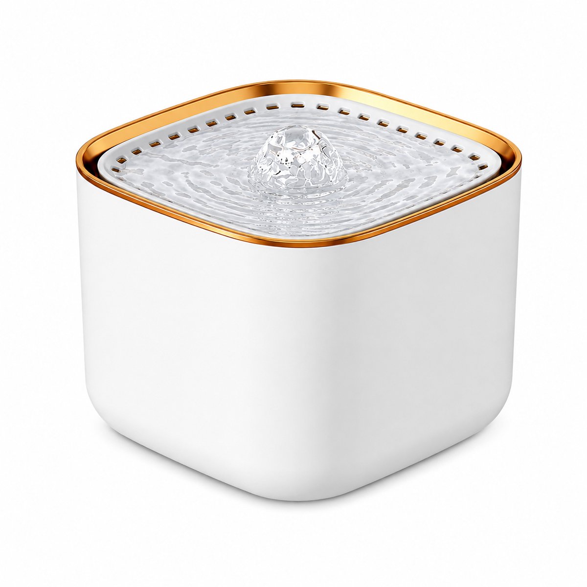 DPLUNIQ Drinkfontein Kat - Waterfontein kat - Fontein - Drinkfontein hond - 2L - 16×16×15cm - 4-Laags filter - Muisstil - Wit