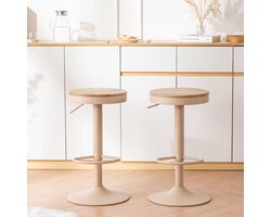 YOUNIKE Set van 2 barkrukken van hout, in hoogte verstelbaar, draaibaar, hoogte met voetensteun, voor bar, keuken - ShopVlot