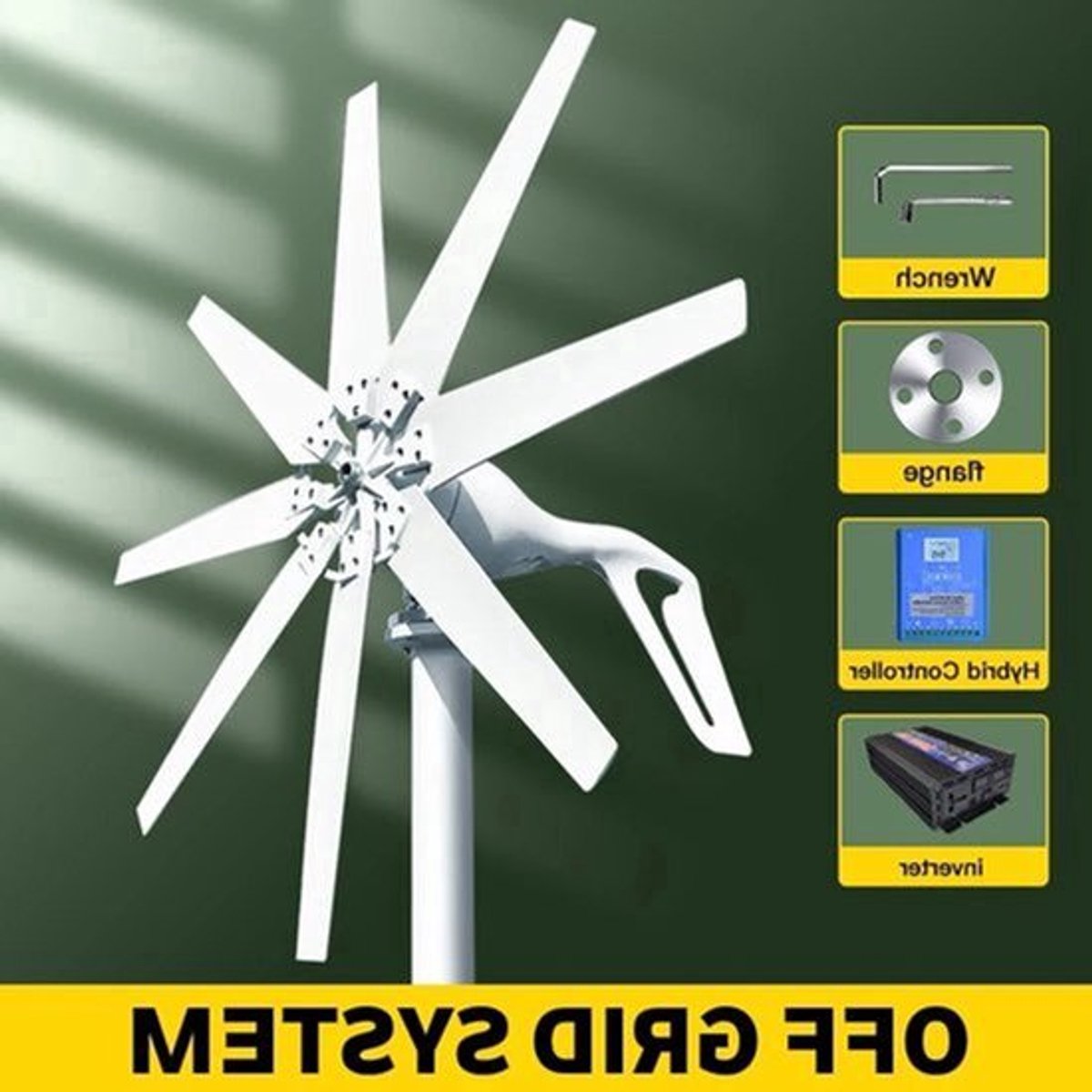 Windgenerator – Windturbine – Windmolen – Duurzame Energie – 24V Output – 8 Nylon Bladen – Aluminium Behuizing - 1000W - Off-grid Systeem 2