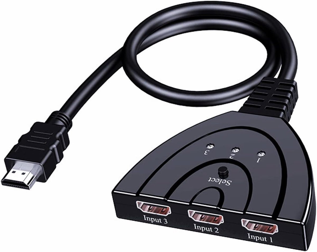 Switch 3 in 1 Out - Splitter en Splitter HD 1080p 3D voor HDTV/Xbox/PS3/PS4/Apple TV/Fire Stick/Blu-Ray DVD-speler - Audio Video Schakelaar