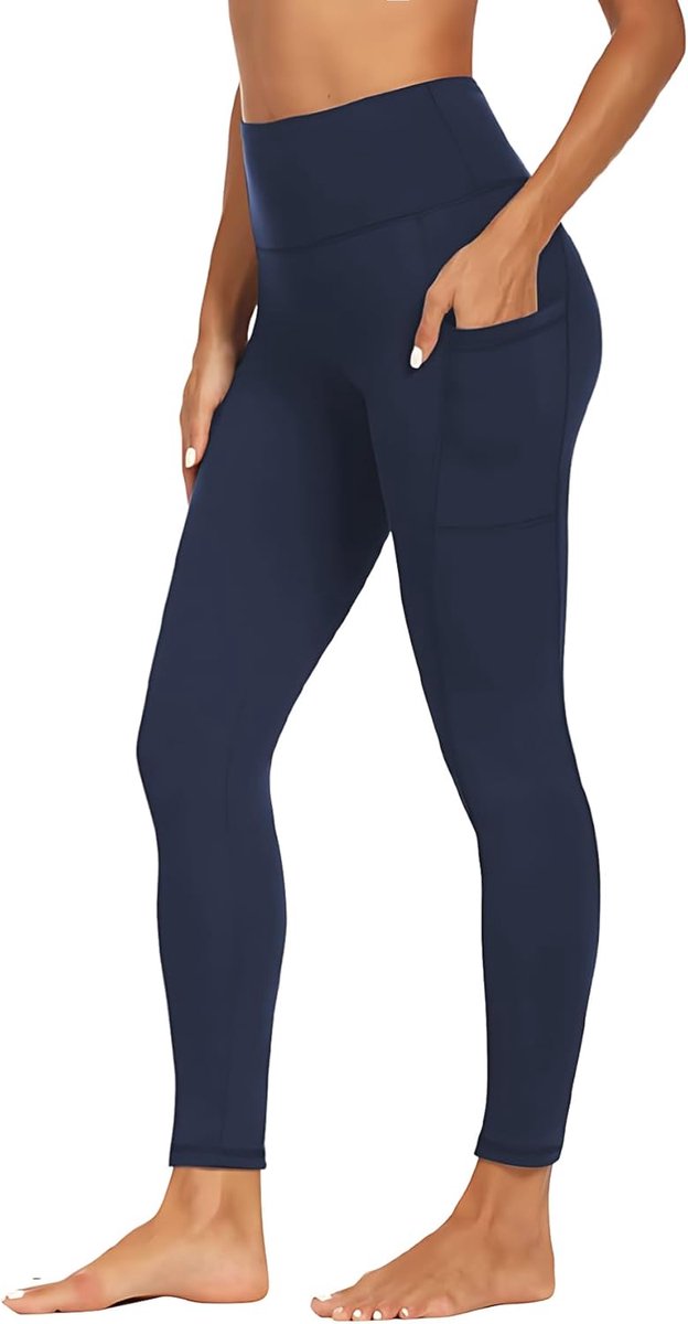 Dames Sportlegging met Hoge Taille, Comfortabele Legging met Zakken voor Fitness, Yoga en Training
