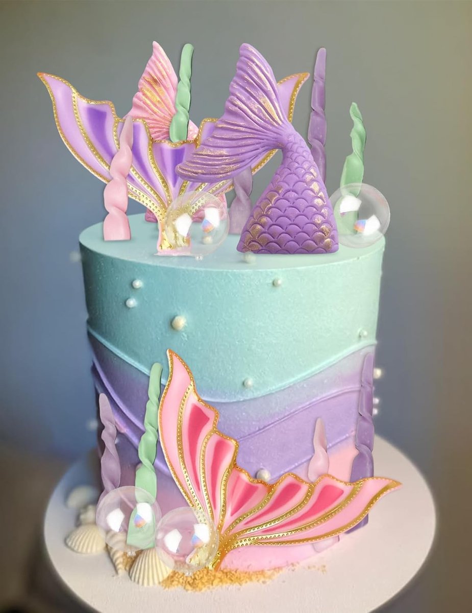 Zeemeermin feestbenodigdheden topper onder de zee decoratie staart | Taart zeemeermin feestbenodigdheden topper onder de zee decoratie staart taart topper