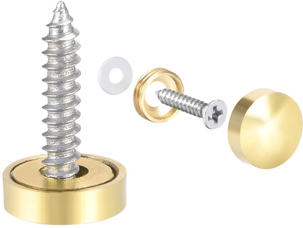 Sourcing map 8 stuks spiegelschroeven decoratieve kapafdekking spijkers 12 mm gepolijst goud