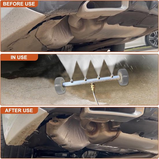 Hogedrukreiniger voor Auto-Onderkant 41 cm, met 3 Verlengstukken en 1/4" Snelkoppelingsmondstuk, Undercarriage Pressure Washer voor Onderkant Inclusief 4 Mondstukken, 4000 PSI (Grijs) — afbeelding 4