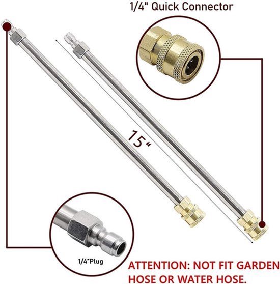 15 Inch Hogedrukreiniger Oppervlaktereiniger - Terrasreiniger - Vloerreiniger - Opritreiniger - Waterstraalreiniger - 4000 PSI Max Werkdruk - Roestvrij Staal & Messing — afbeelding 4