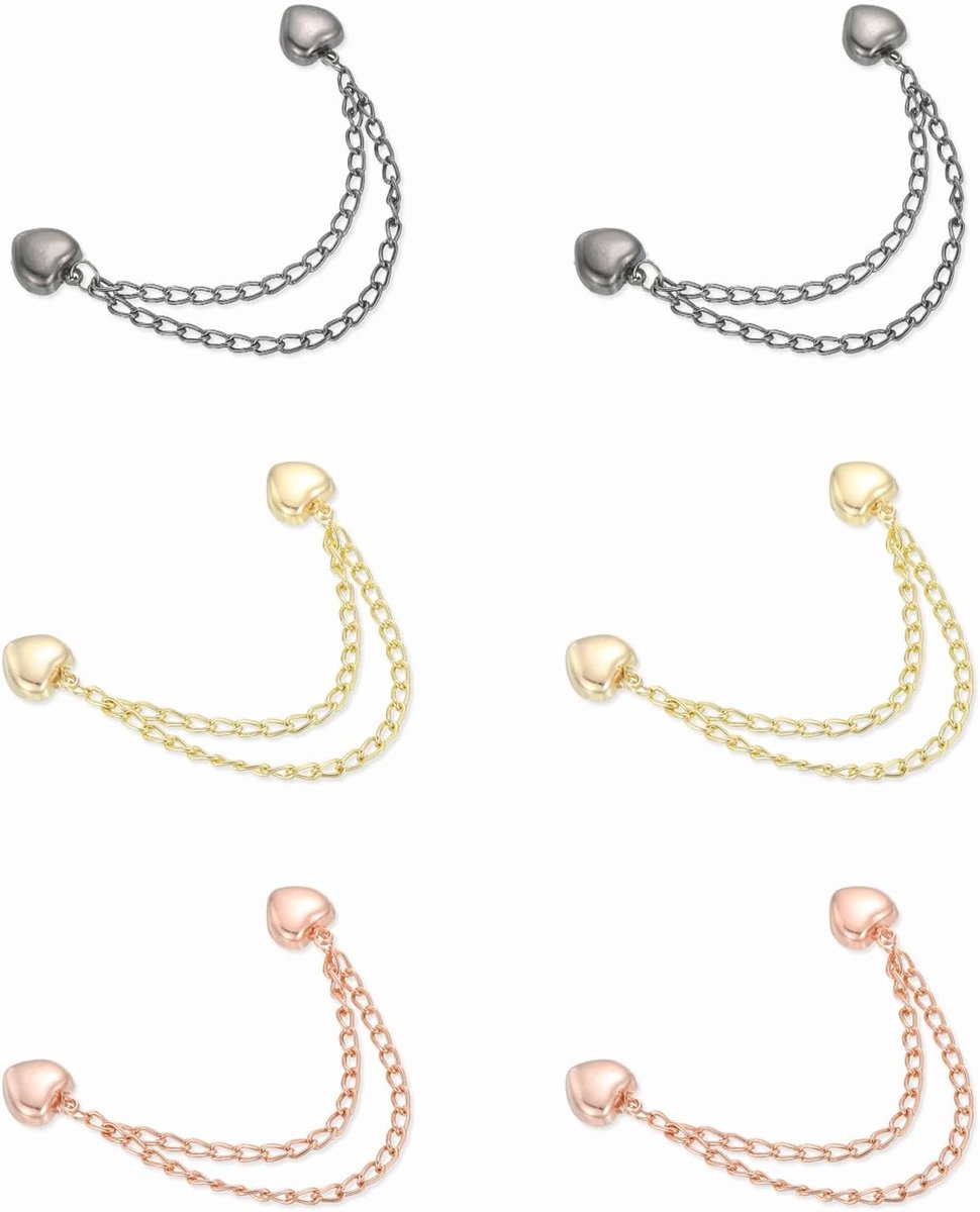 Wasknijpers, hartklemmen met ketting, kledingklemmen, hijab-magneten, kleding, sjaals, benen, broeken, broches, goud/roségoud/zwart