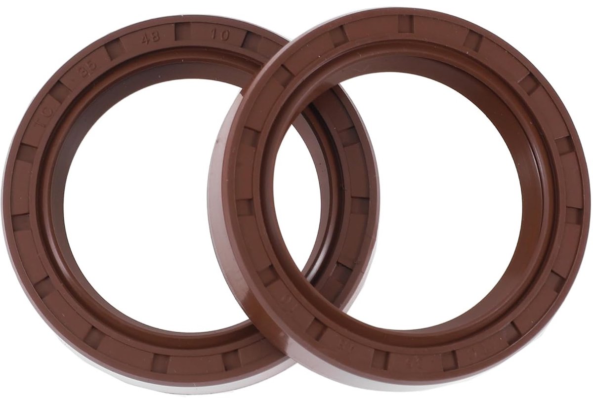 Olieafdichting, TC afdichtring, roterende asafdichting, 35 x 48 x 10 mm, hoge druk, rubber, FKM, bruin, 2 stuks