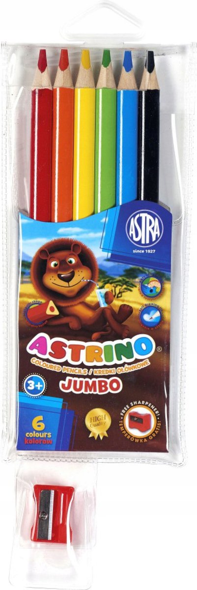 Astrino Houten Kleurpotlodenset (6 kleuren) met puntenslijper