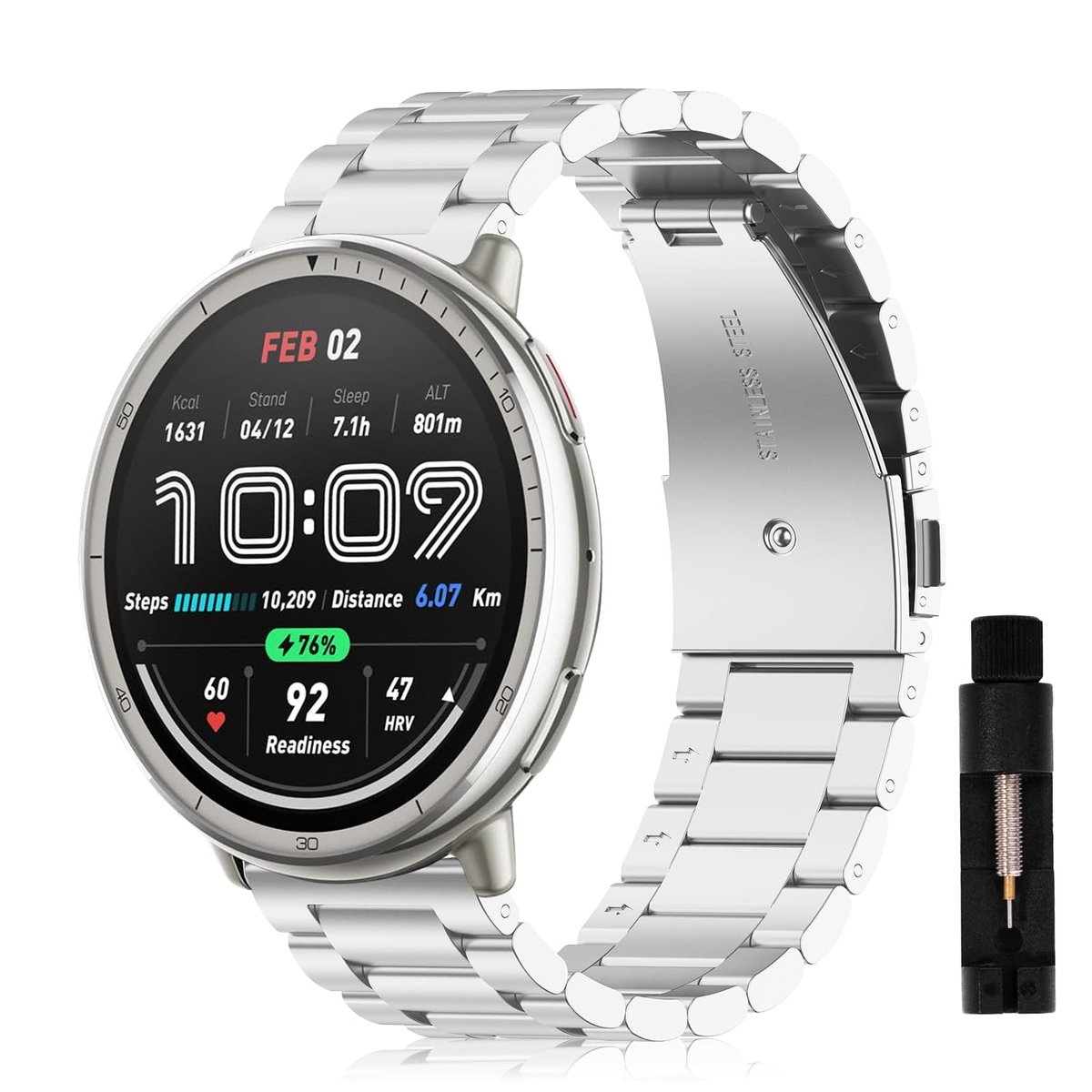 SolidKeus - Stalen Horlogeband voor Amazfit Smartwatches