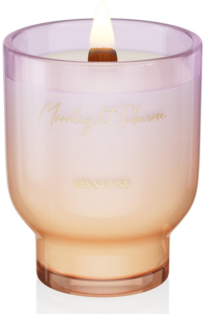 SolidKeus - Luxe Geurkaars met Houten Wick, 470g, Tuberose