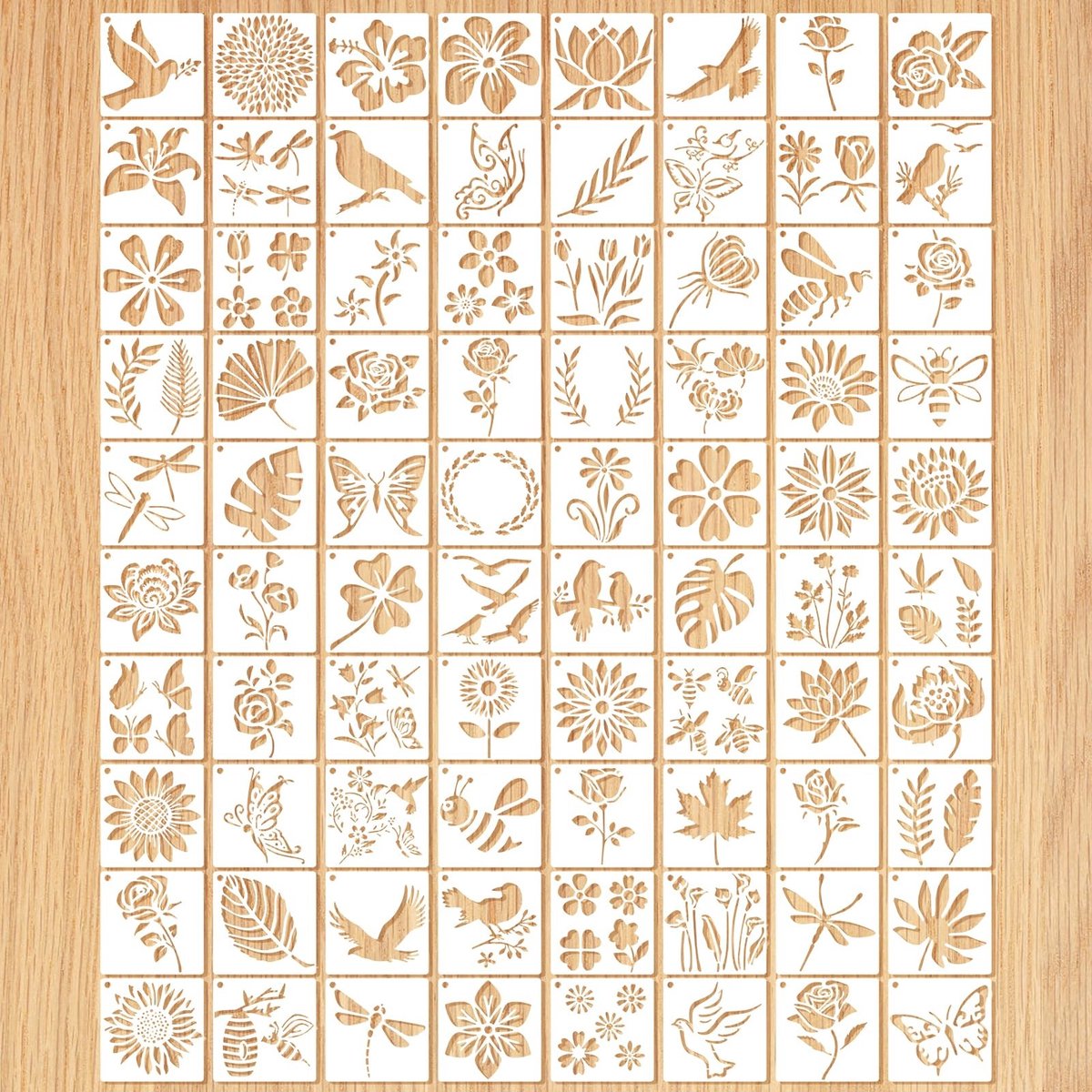 SolidKeus - Set van 80 Herbruikbare Bloemensjablonen voor Schilderen