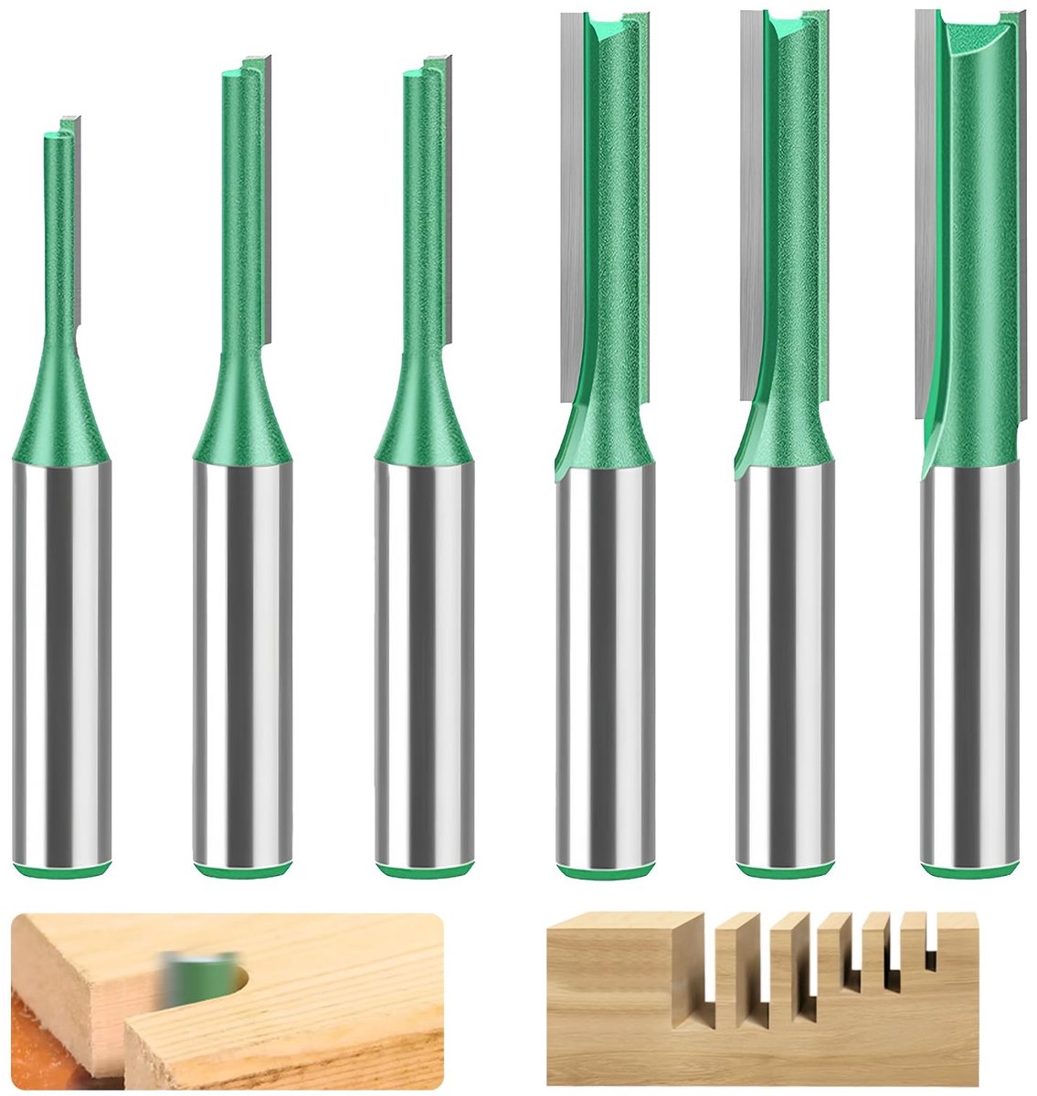 SolidKeus - Set van 6 Groeffrezen met 8 mm Schacht