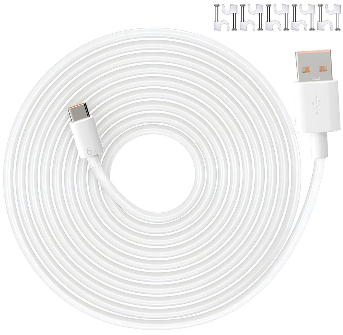 SolidKeus - 10m USB-C Kabel voor Beveiligingscamera's met Snelle Oplading