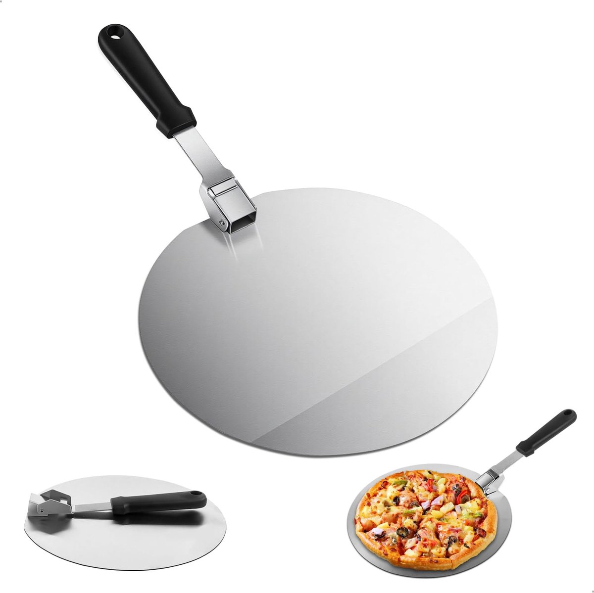 SolidKeus - Vouwbare RVS Pizzaschep 10 Inch met PP Handvat