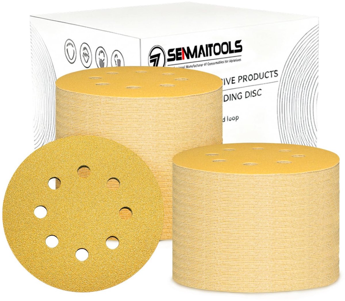 SolidKeus - Set van 50 125 mm Schuurdiscs met 8 Gaten en Diverse Grits